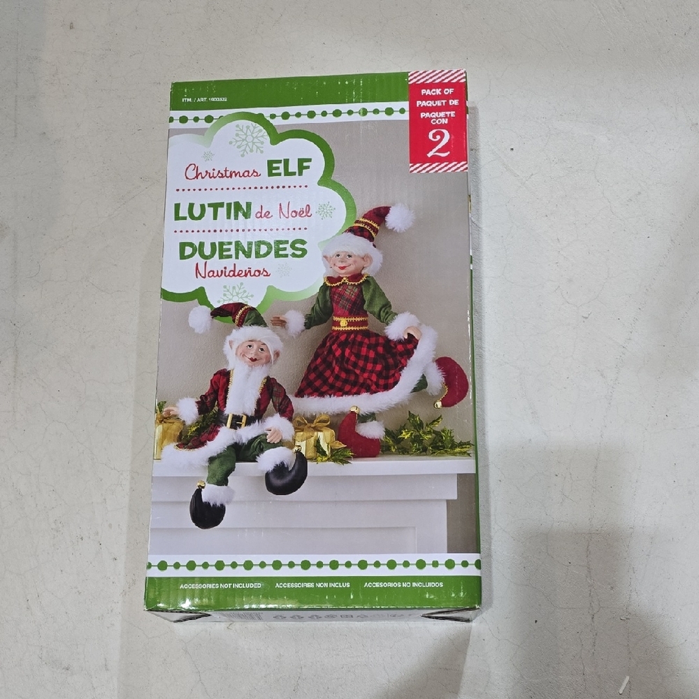 Christmas Elf Holiday Decor Set - Red and Green